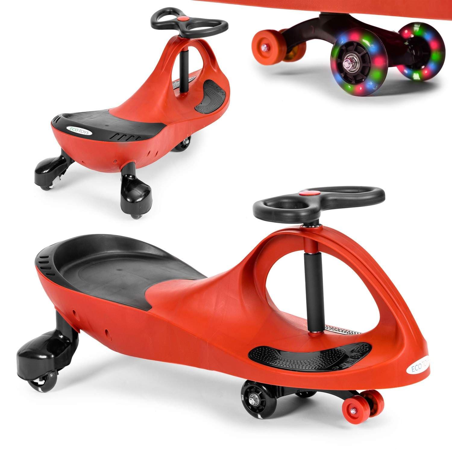 Wiggle bil ride-on leketøy LED hjul røde ECOTOYS